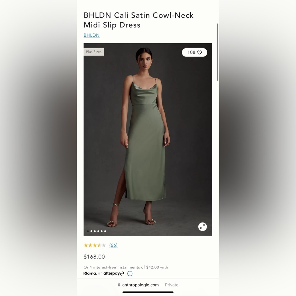 NWT BHLDN Cali Satin Dress
